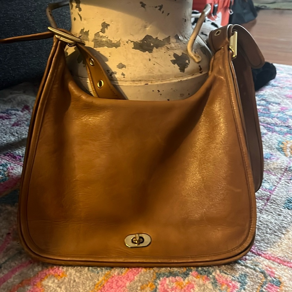 Vintage Coach Legacy Crescent Flap Brown Leather Crossbody